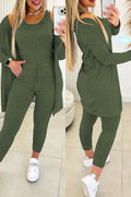 Lux Knit Three Piece Cardigan Tank Leggings Set Women Signature Collection