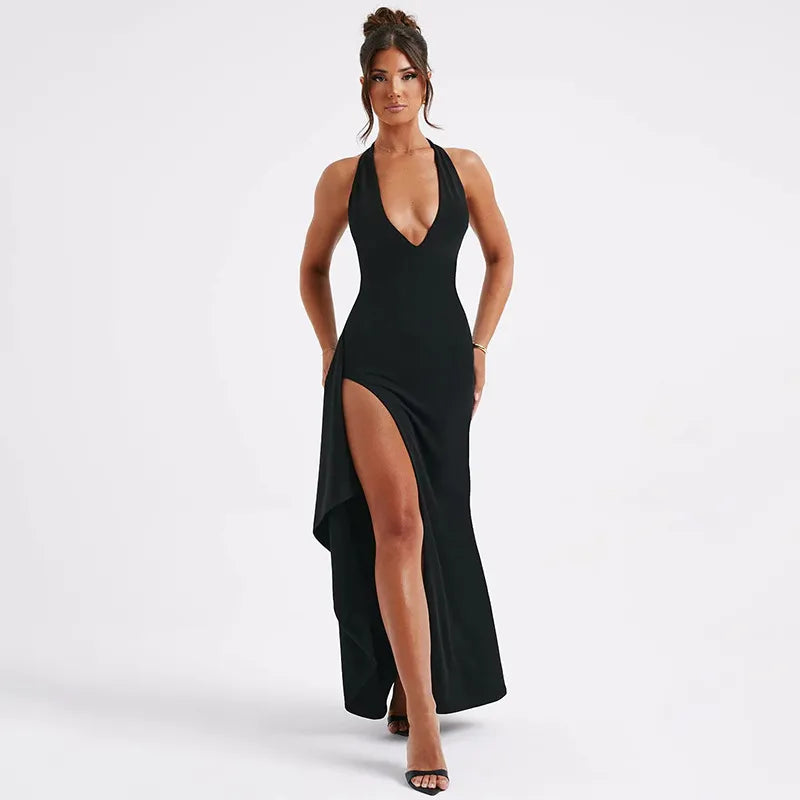 Halter Neck Maxi Dress Luxe Exclusive