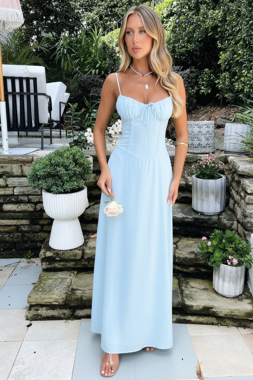 Timeless Corset Bodice Maxi Dress With Tie Front Detail Limited Edition