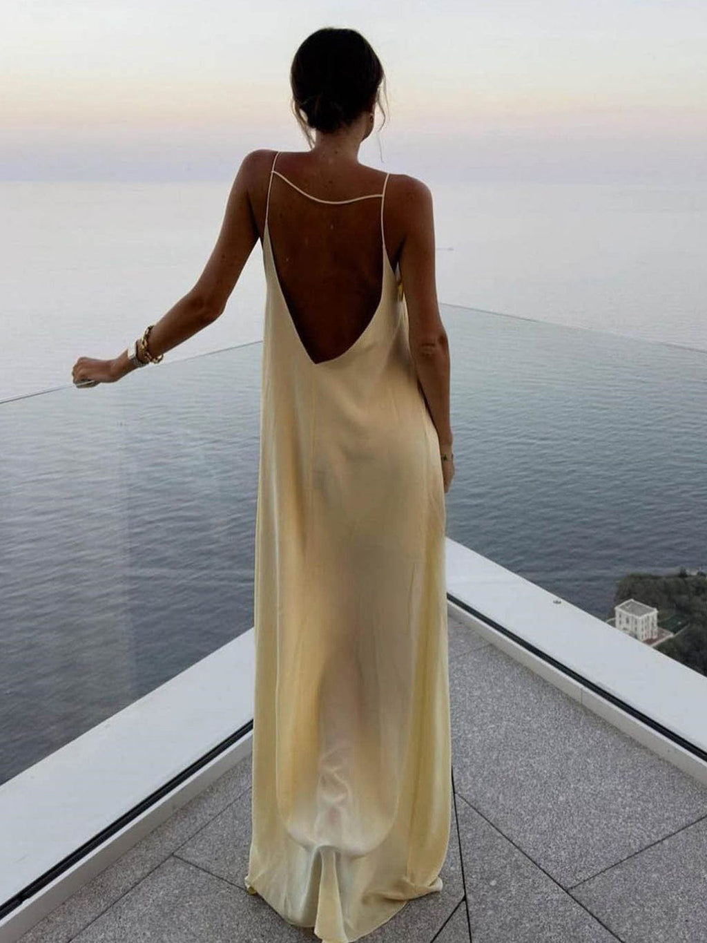 Silk Satin Open Back Maxi Slip Dress With Keyhole Front Limited Edition