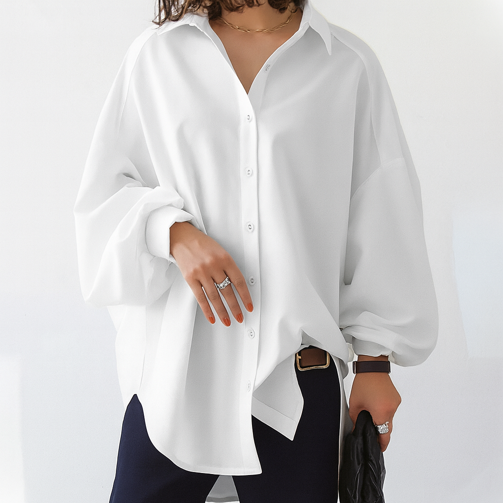 Exclusive Crepe Batwing Sleeve Blouse Collar
