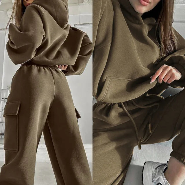Womens Hooded Tracksuit Two Piece Plush Fabric Elite Edition For Refined Lifestyles