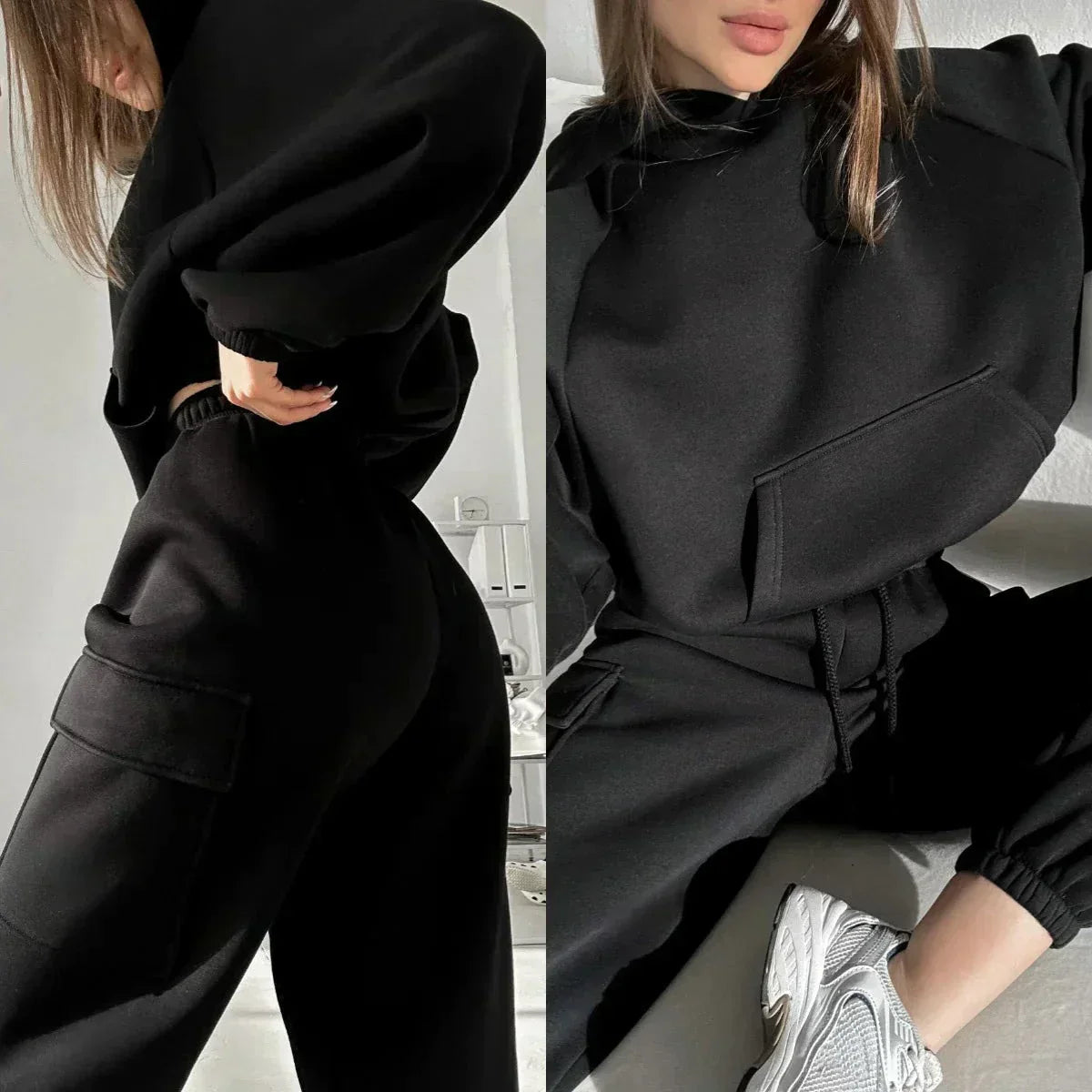 Womens Hooded Tracksuit Two Piece Plush Fabric Elite Edition For Refined Lifestyles