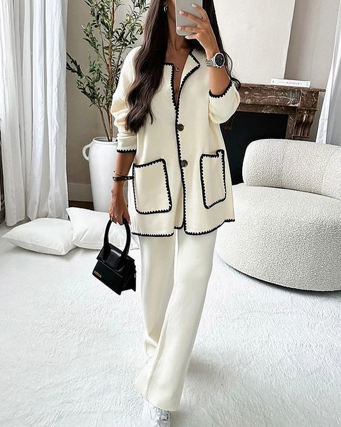 Elegant Two Piece Suit Set Longline Jacket Luxury Edition