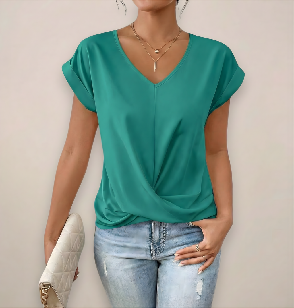 Womens Twist Front V-Neck Top Luxe Collection Exclusive Everyday Comfort Essential