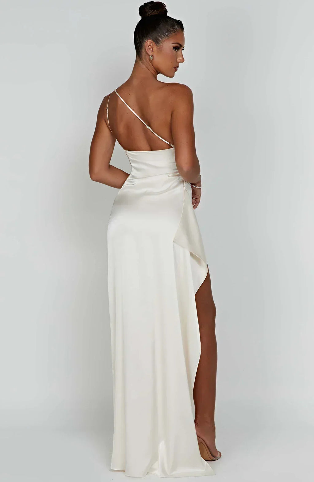 Satin Inspired One Shoulder Evening Maxi Dress Exclusive Edition For Glamorous Soirees