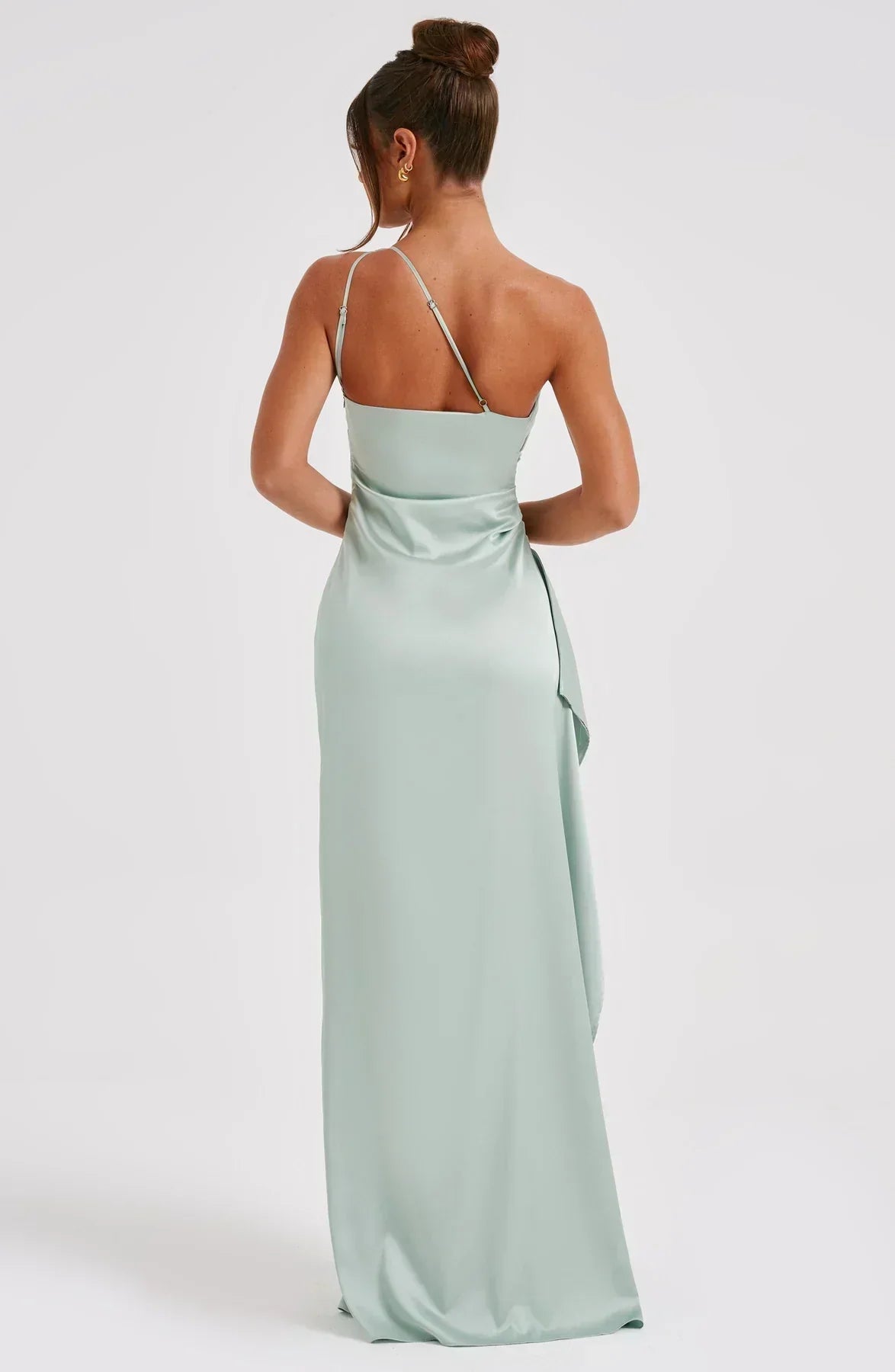 Satin Inspired One Shoulder Evening Maxi Dress Exclusive Edition For Glamorous Soirees
