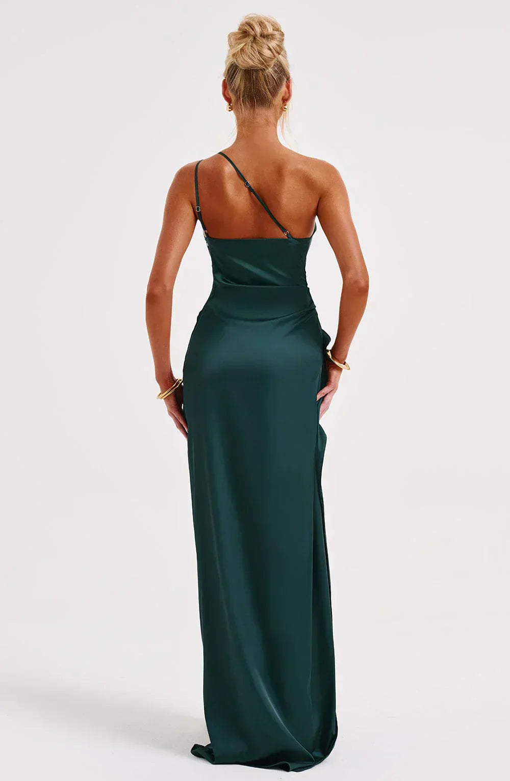 Satin Inspired One Shoulder Evening Maxi Dress Exclusive Edition For Glamorous Soirees