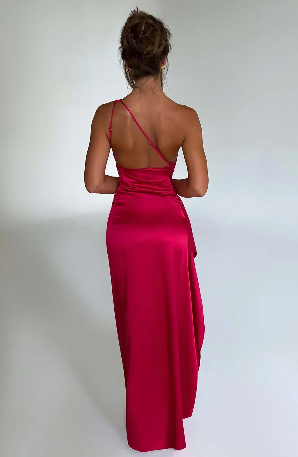 Satin Inspired One Shoulder Evening Maxi Dress Exclusive Edition For Glamorous Soirees