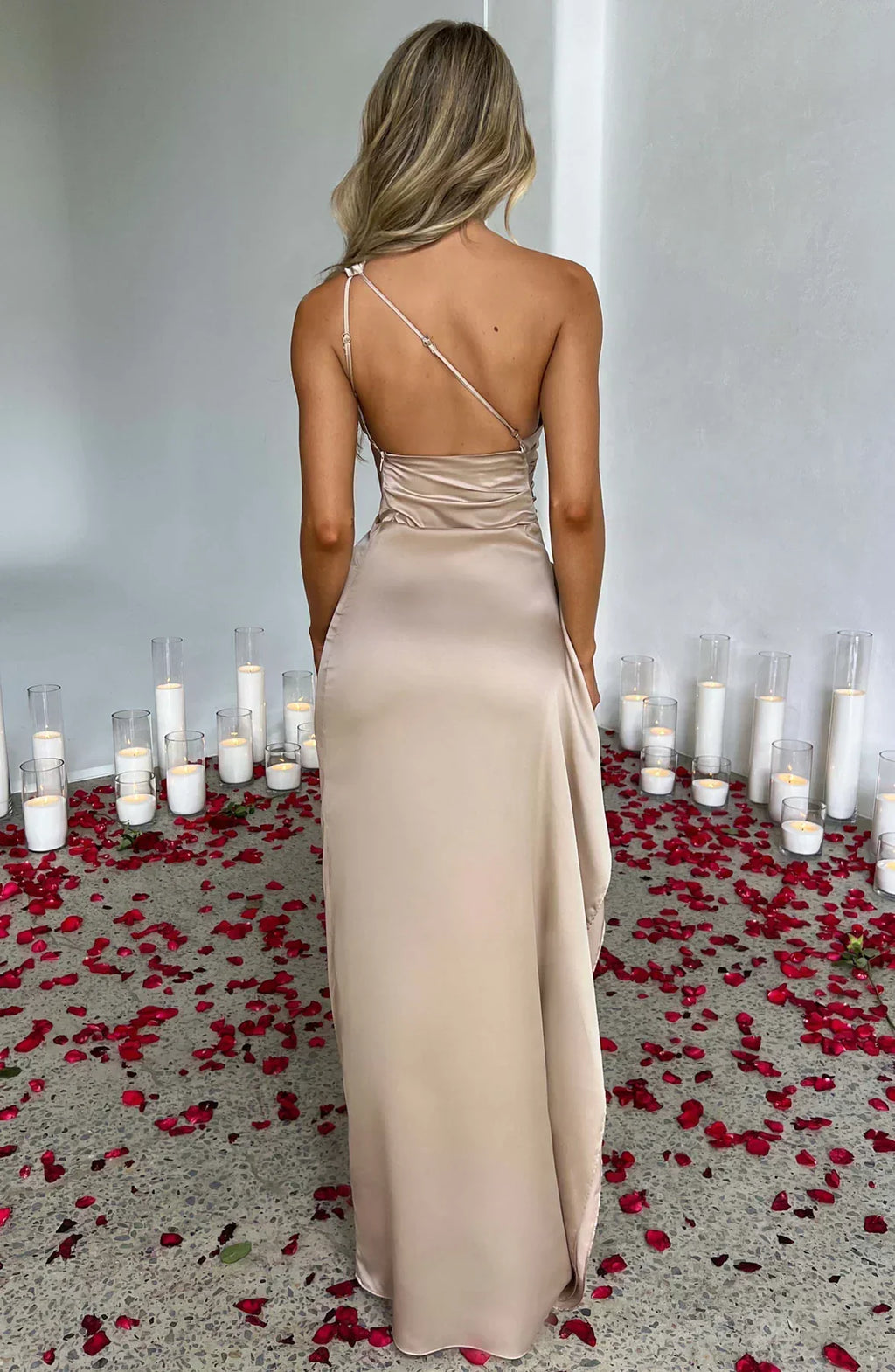 Satin Inspired One Shoulder Evening Maxi Dress Exclusive Edition For Glamorous Soirees