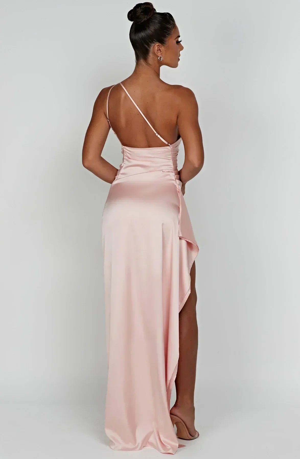 Satin Inspired One Shoulder Evening Maxi Dress Exclusive Edition For Glamorous Soirees