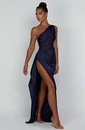 Satin Inspired One Shoulder Evening Maxi Dress Exclusive Edition For Glamorous Soirees