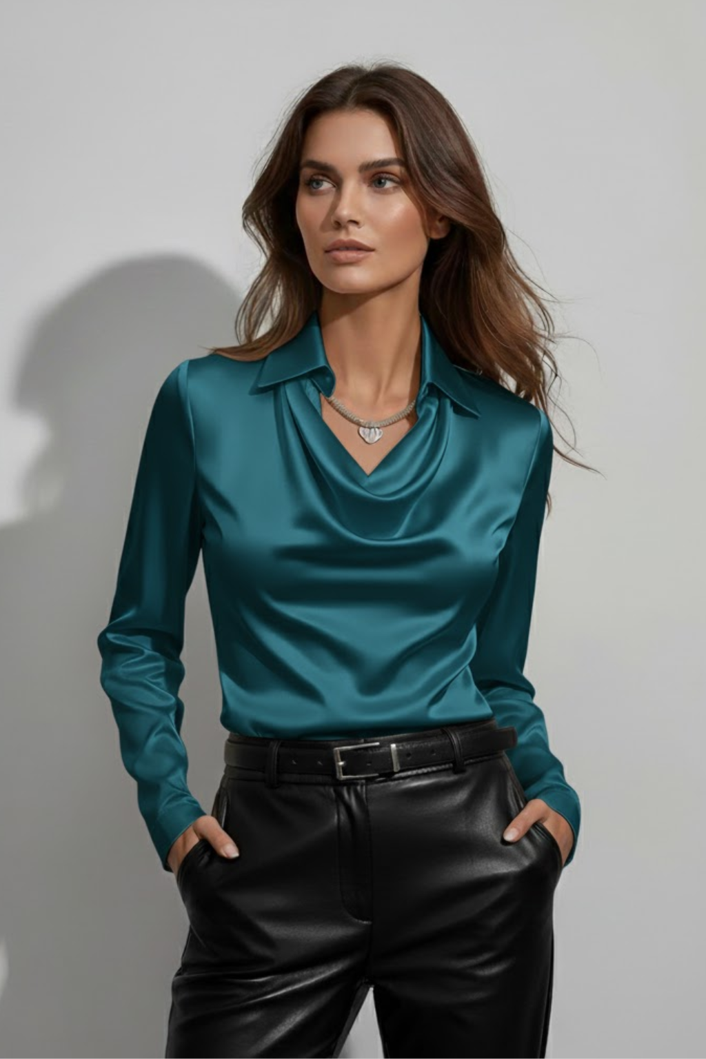 Silk Draped Cowl Neck Blouse Luxe Collection Exclusive Limited Edition