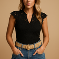 Embroidered V Neck Top Luxe Collection Limited Edition