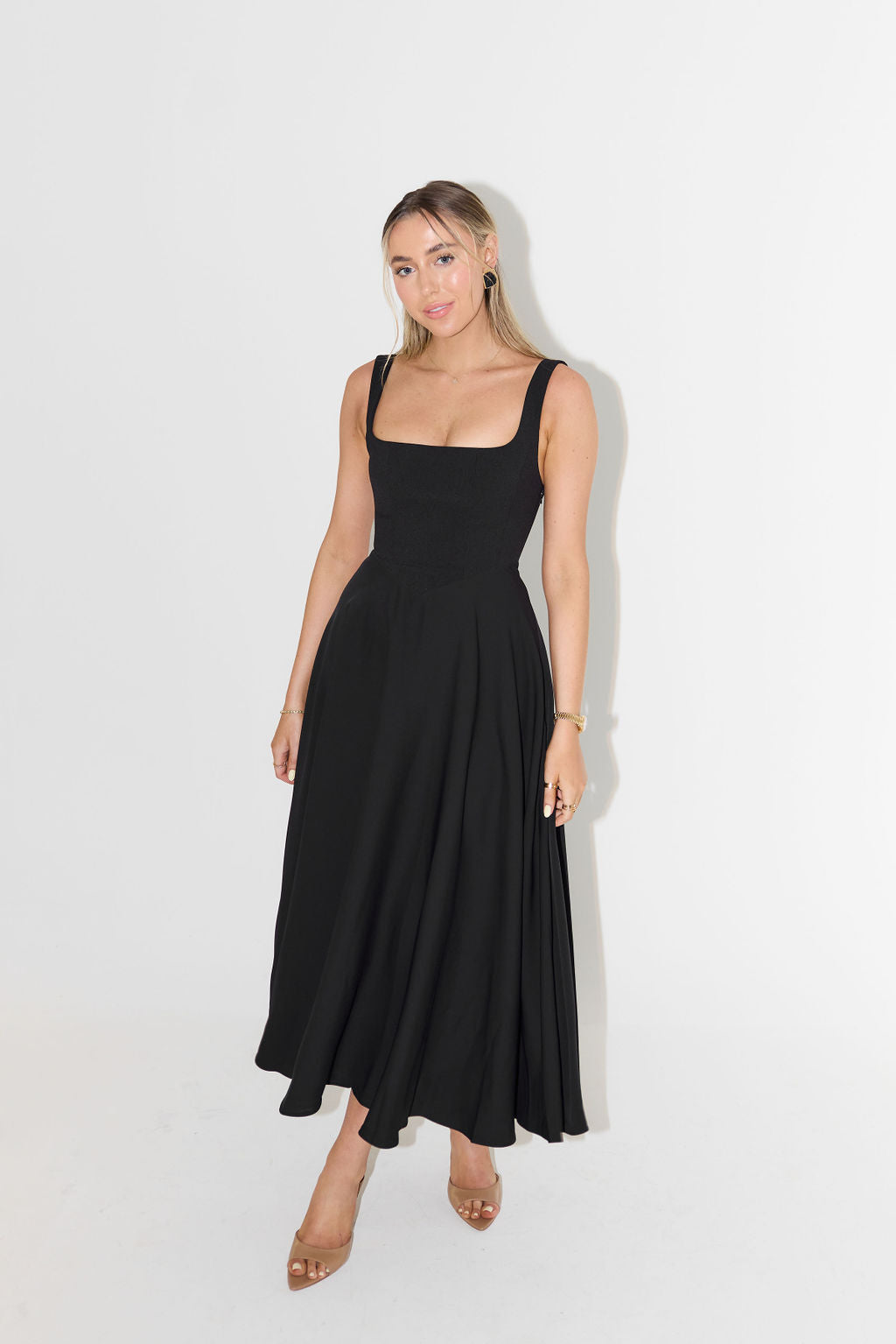 Midi Dress Crepe Collection Edition Cinched Waist For Timeless Flow Silk