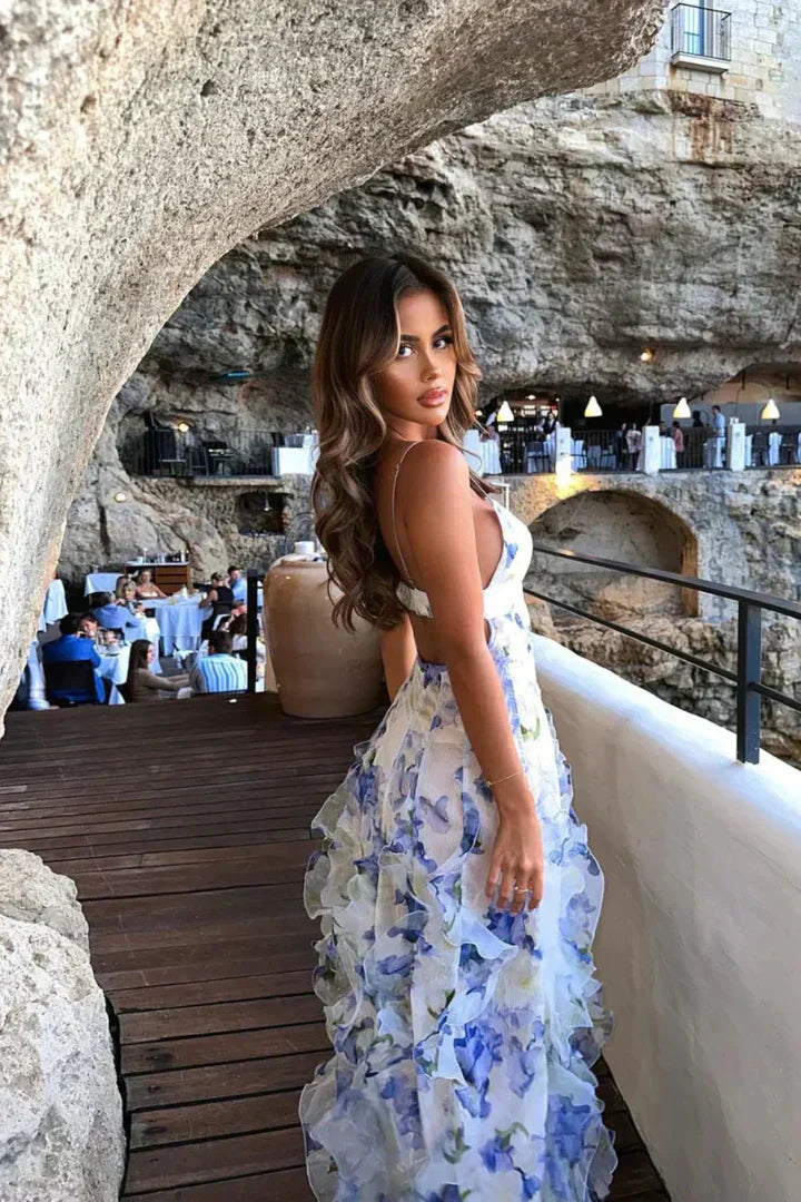 Ruffled Maxi Dress Luxe Floral Collection Relaxed Fit Limited Edition