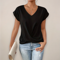 Womens Twist Front V-Neck Top Luxe Collection Exclusive Everyday Comfort Essential