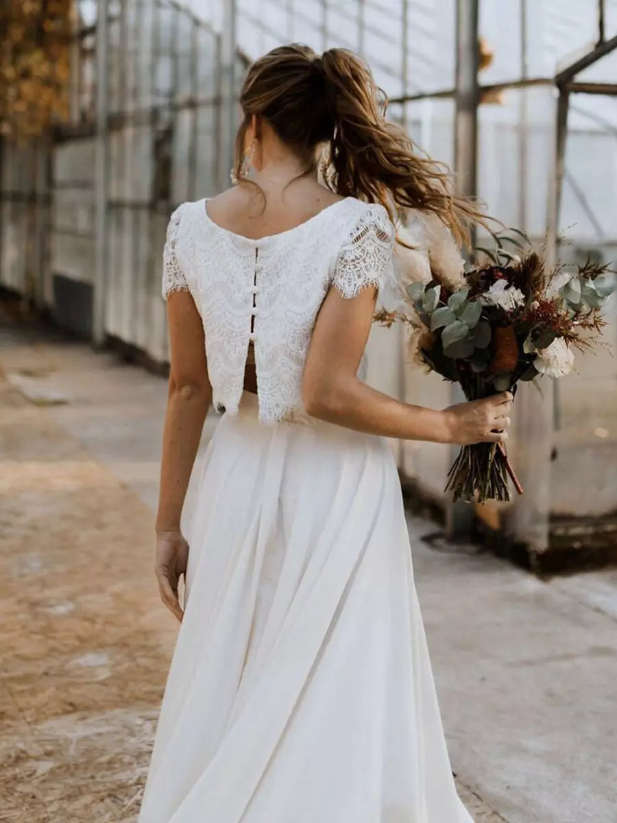 Two Piece Bridal Gown Lace Collection Exclusive White Timeless Wedding Dress