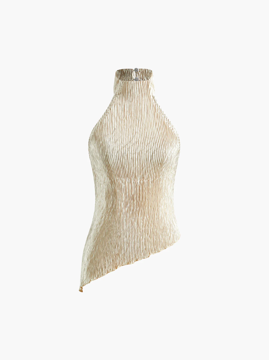 Pleated Fabric Halter Top And Trouser Set Limited Edition Couture Collection