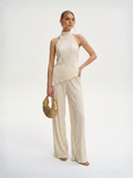 Pleated Fabric Halter Top And Trouser Set Limited Edition Couture Collection