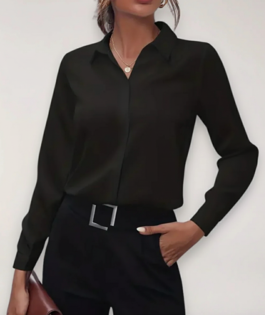 Womens Tailored Blouse From Reserve Collection With Classic Button Up Collar