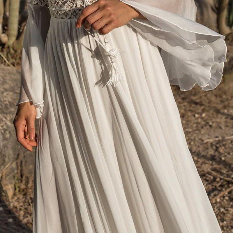 Crochet Lace Geometric Diamond Maxi Dress Long Sleeve Deep V Neck Exclusive Edition