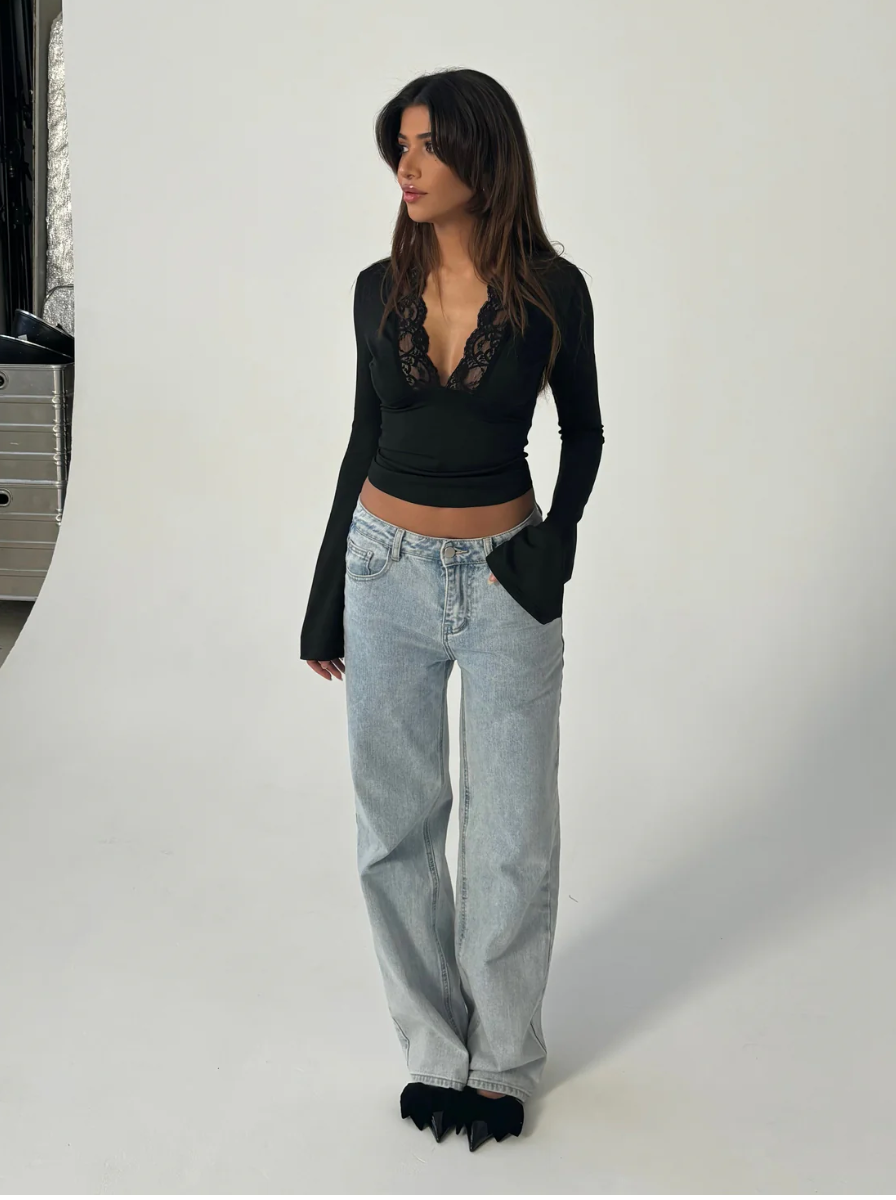 Lace Crop Top Burgundy Seventies Luxe Limited Edition