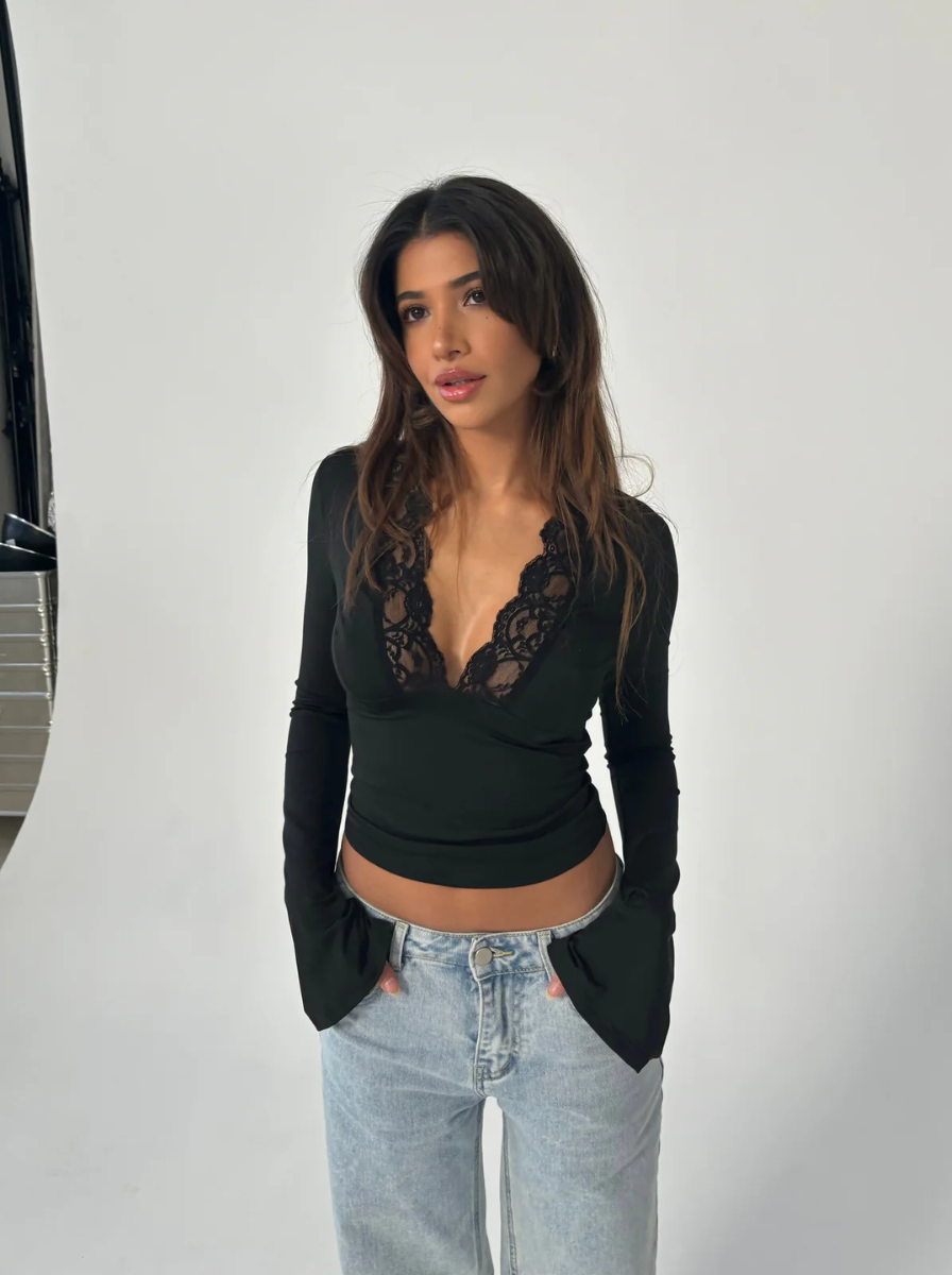 Lace Crop Top Burgundy Seventies Luxe Limited Edition