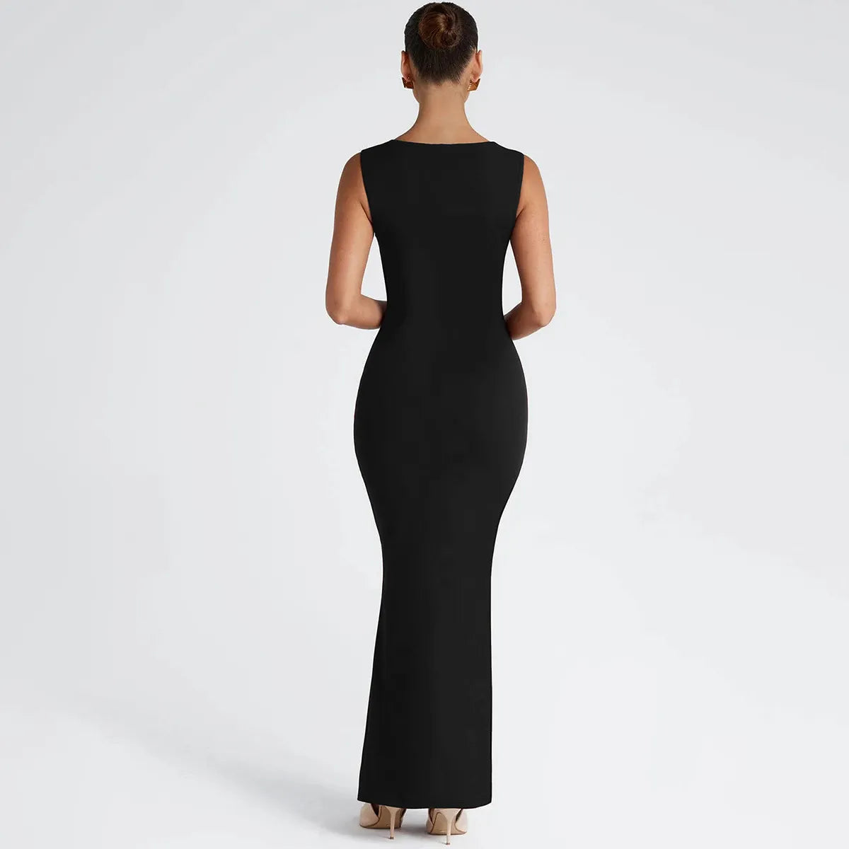 Bodycon Maxi Dress Square Neck Draped Bodice Wide Straps Exclusive Capsule Collection