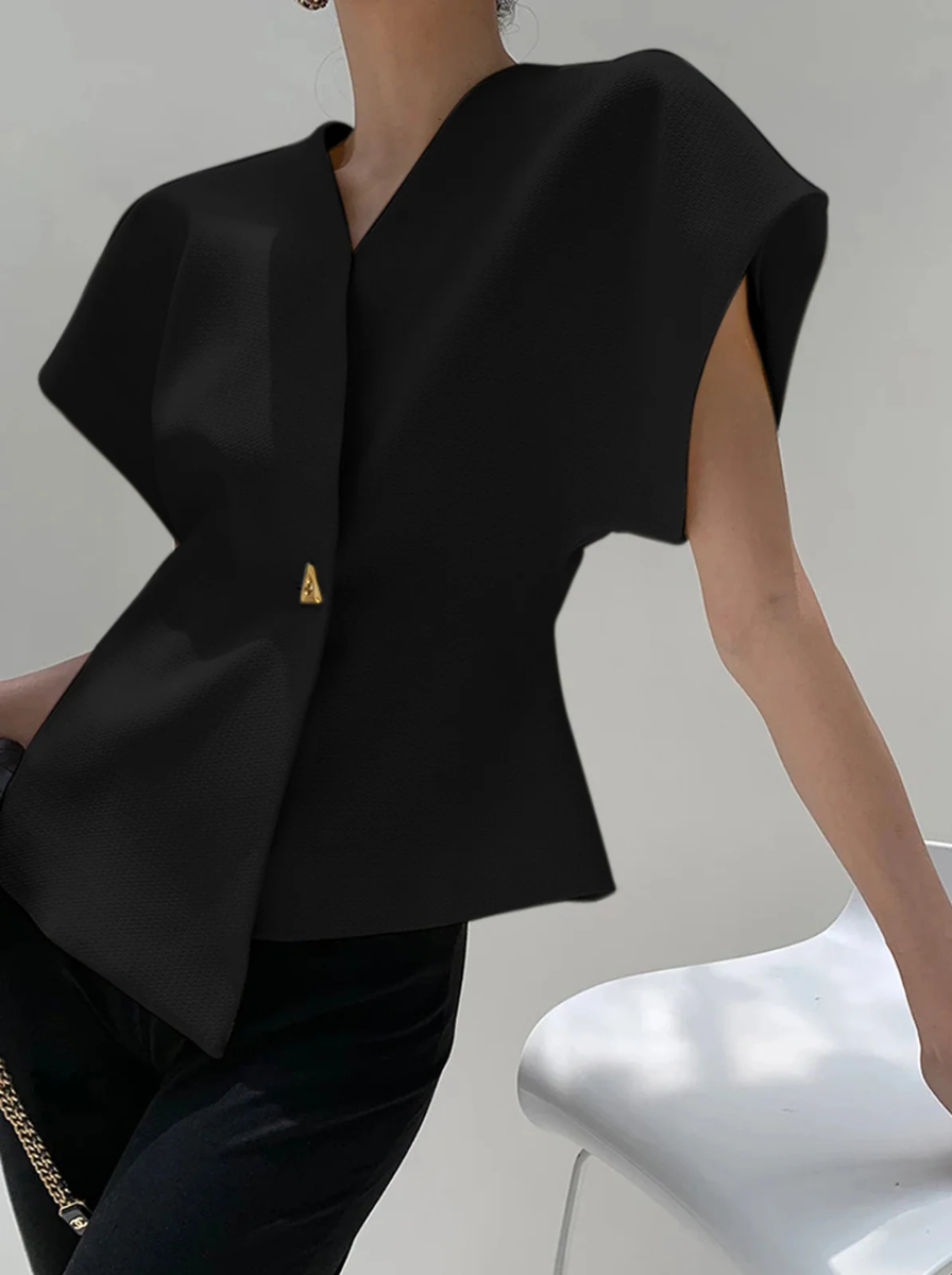 V Neck Button Down Blouse From Architectural Collection Limited Edition