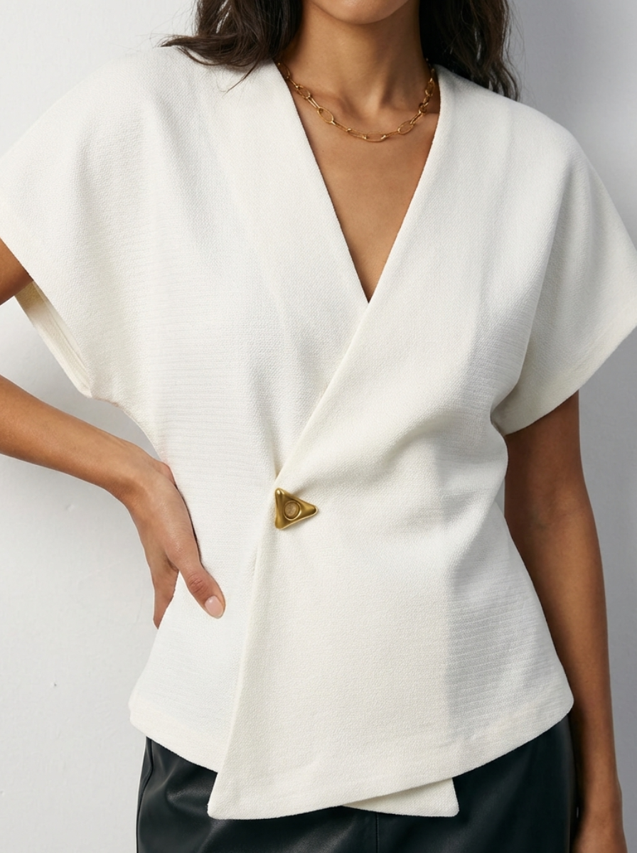 V Neck Button Down Blouse From Architectural Collection Limited Edition