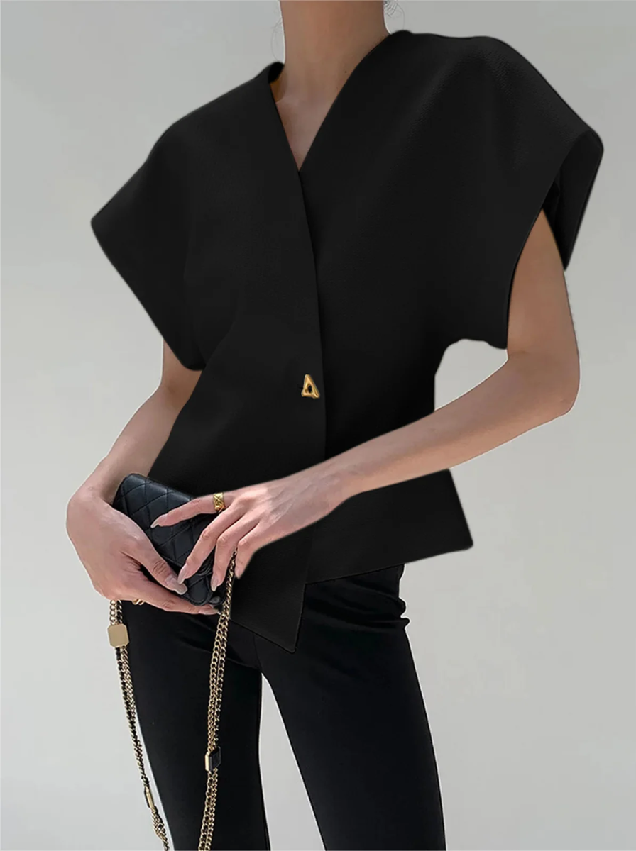 V Neck Button Down Blouse From Architectural Collection Limited Edition