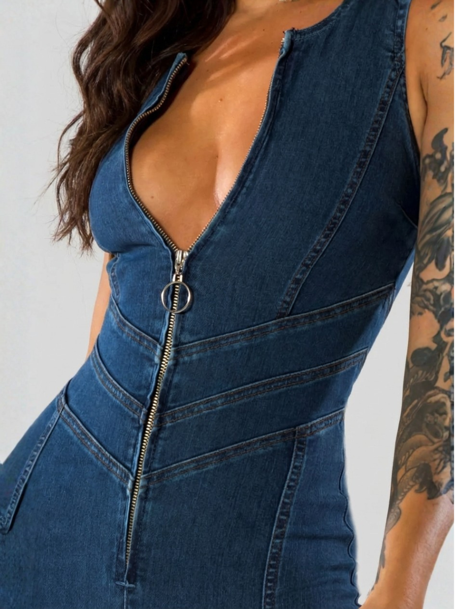 Premium Denim Jumpsuit Heart Back Design Limited Edition