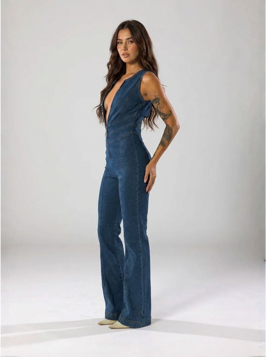 Premium Denim Jumpsuit Heart Back Design Limited Edition