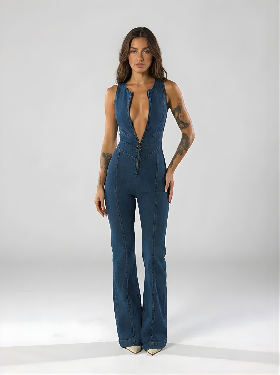 Premium Denim Jumpsuit Heart Back Design Limited Edition