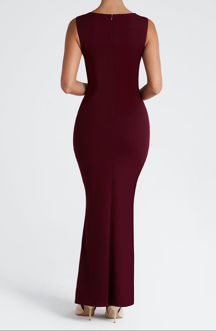 Bodycon Maxi Dress Square Neck Draped Bodice Wide Straps Exclusive Capsule Collection
