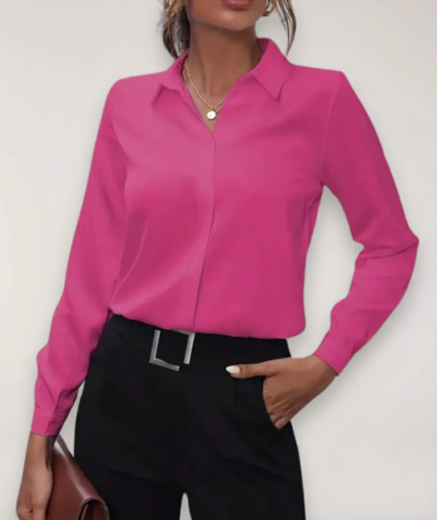 Womens Tailored Blouse From Reserve Collection With Classic Button Up Collar