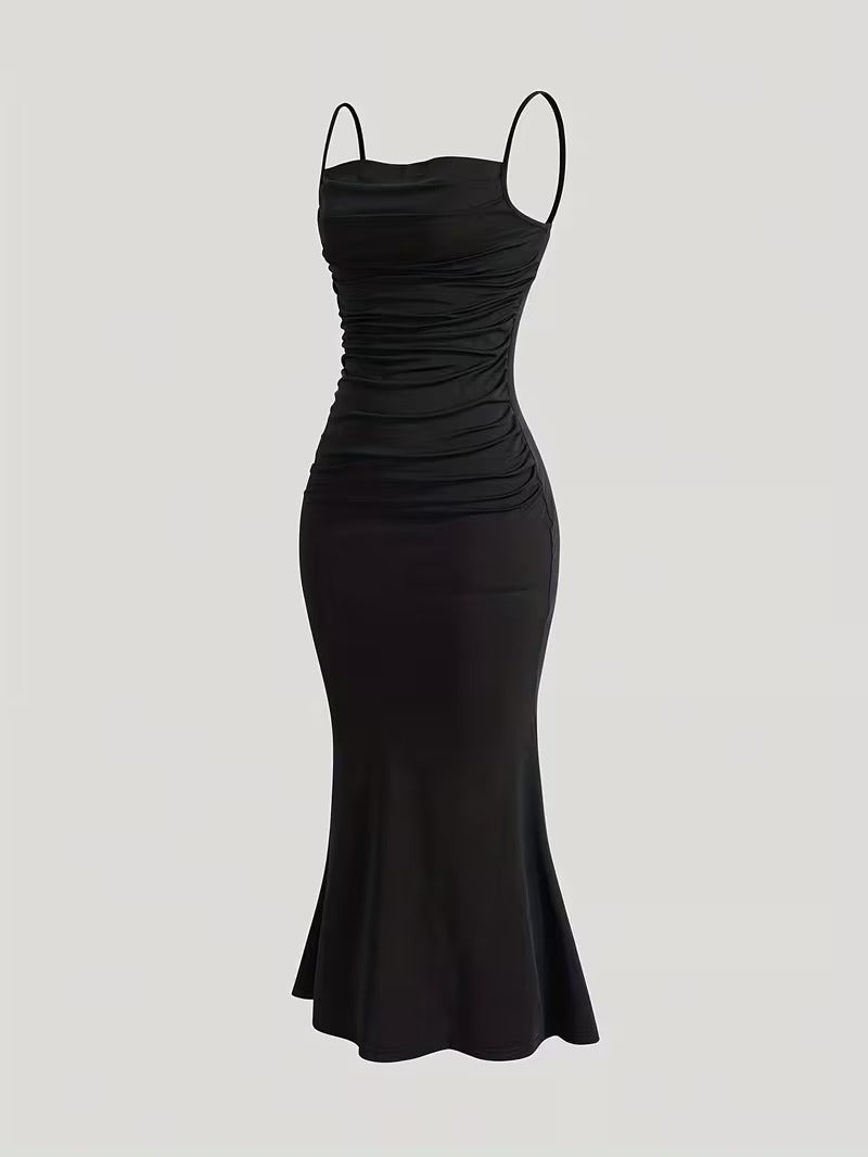 Silk-Blend Sleeveless Maxi Dress With Cowl Neck And Ruched Bodice Limited Edition