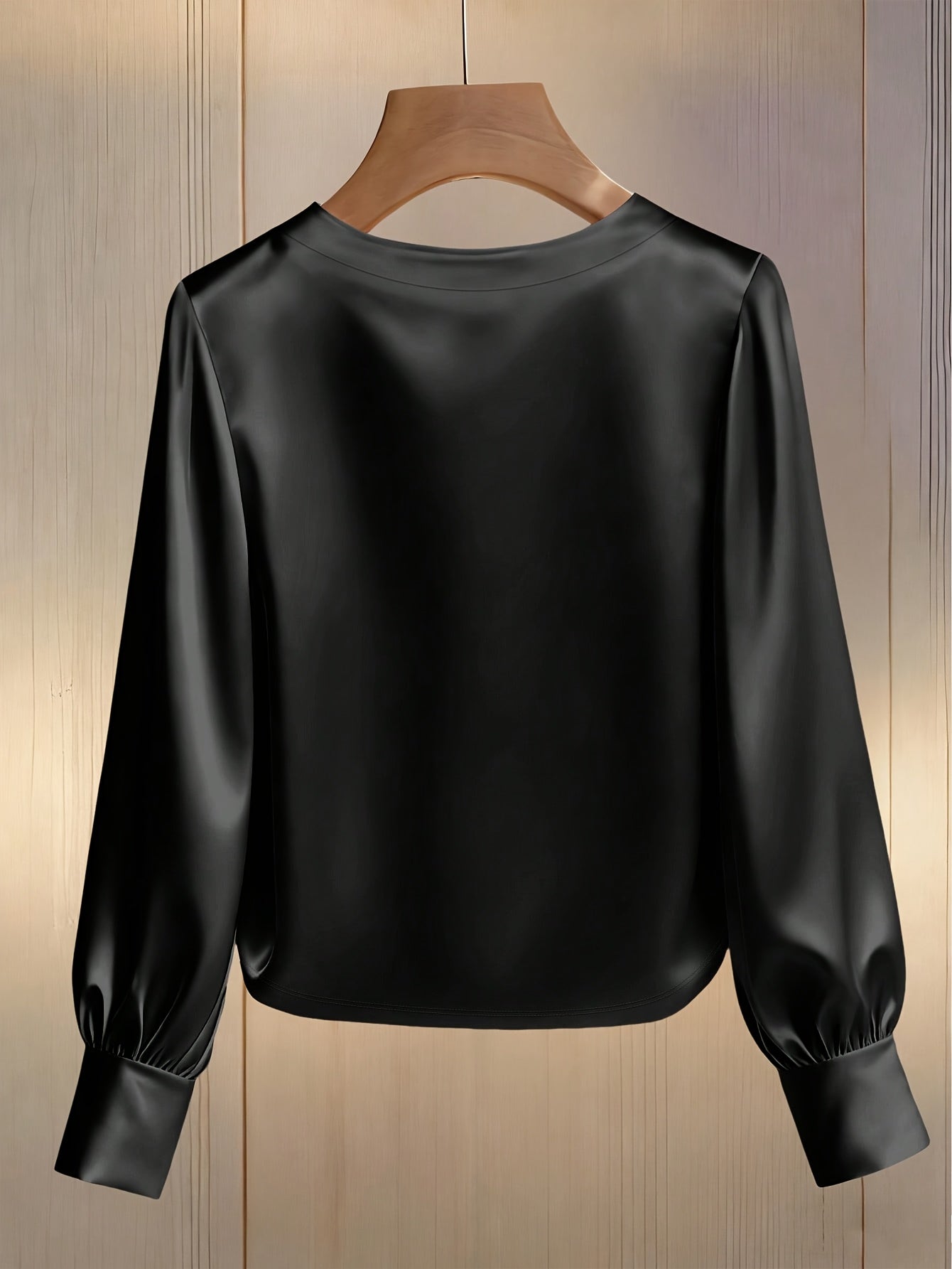 Womens Embellished Satin Bishop Sleeve Blouse With Pearl And Crystal Trim Exclusive