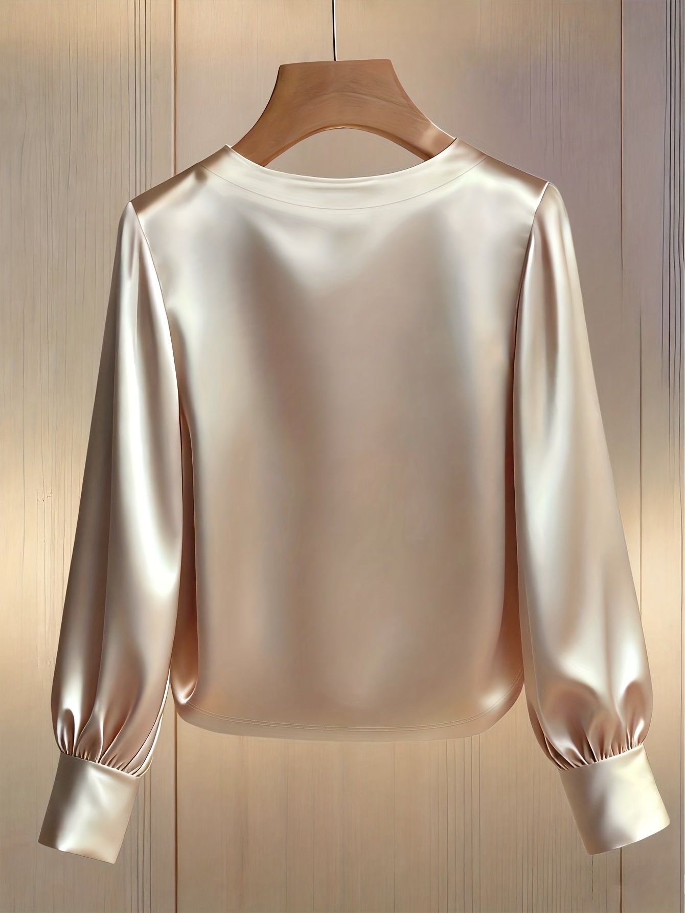Womens Embellished Satin Bishop Sleeve Blouse With Pearl And Crystal Trim Exclusive