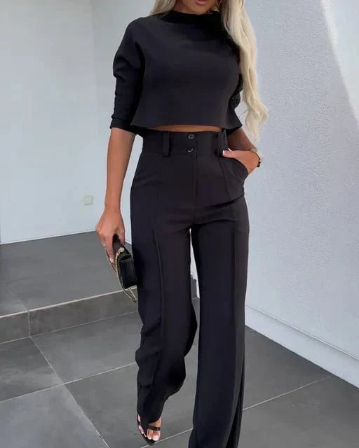 Luxe Crepe Collection Cropped Top And Trousers Set Limited