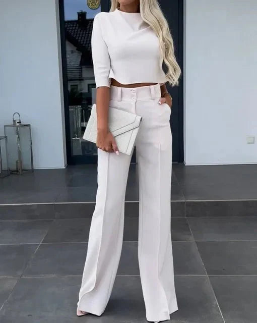 Luxe Crepe Collection Cropped Top And Trousers Set Limited