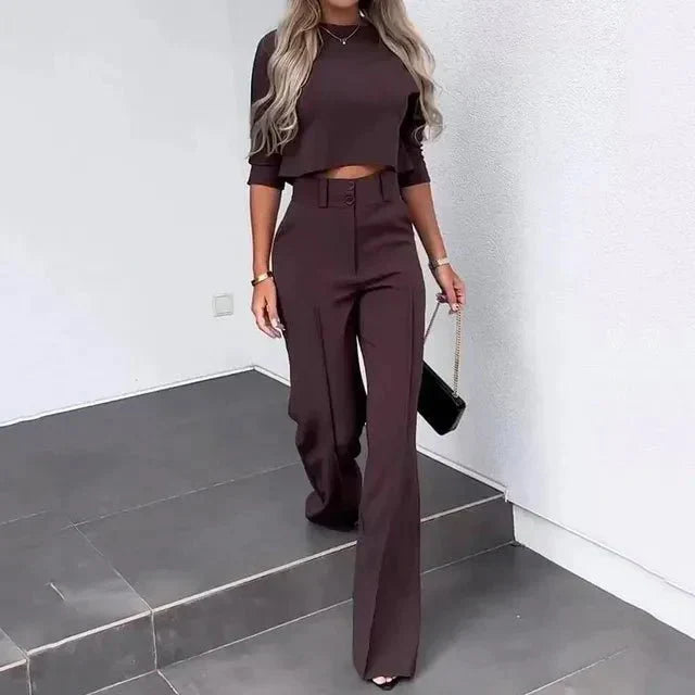 Luxe Crepe Collection Cropped Top And Trousers Set Limited