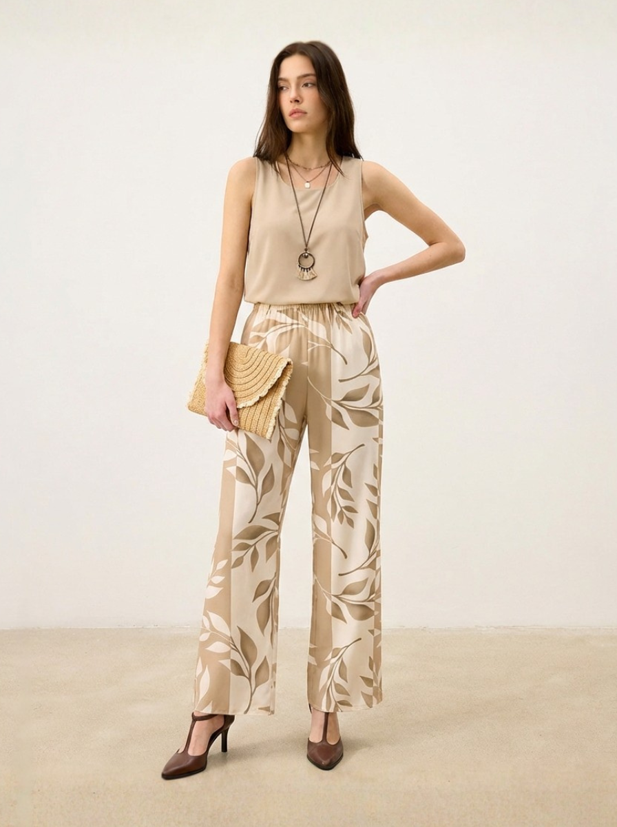 Two Piece Satin Set Luxe Satin Collection Sleeveless Shell Top Limited Edition