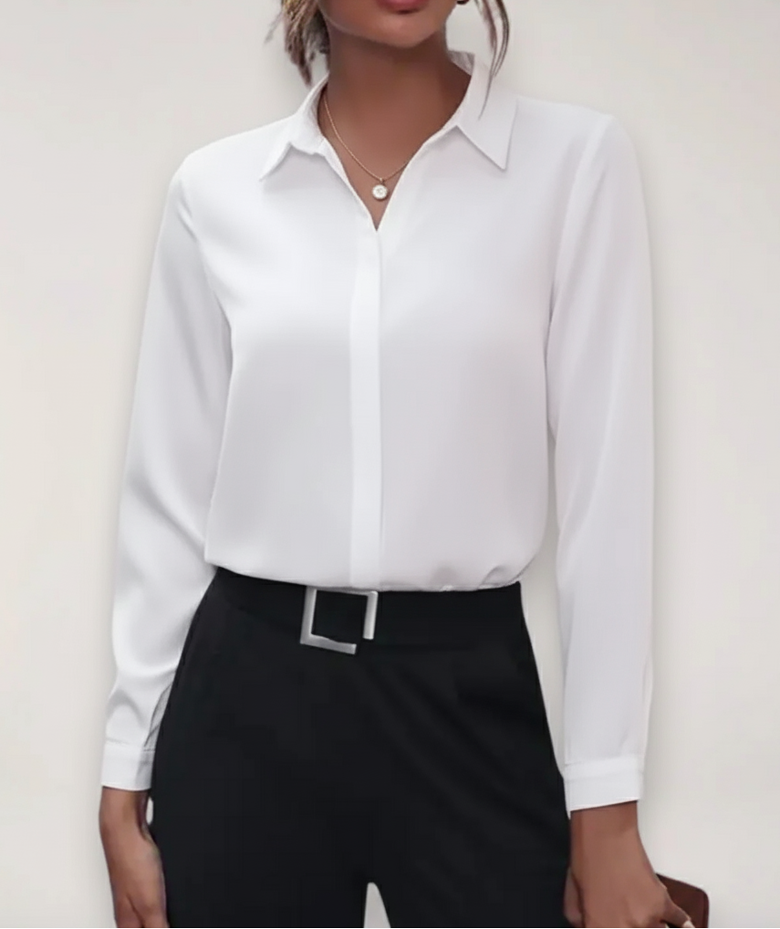 Womens Tailored Blouse From Reserve Collection With Classic Button Up Collar