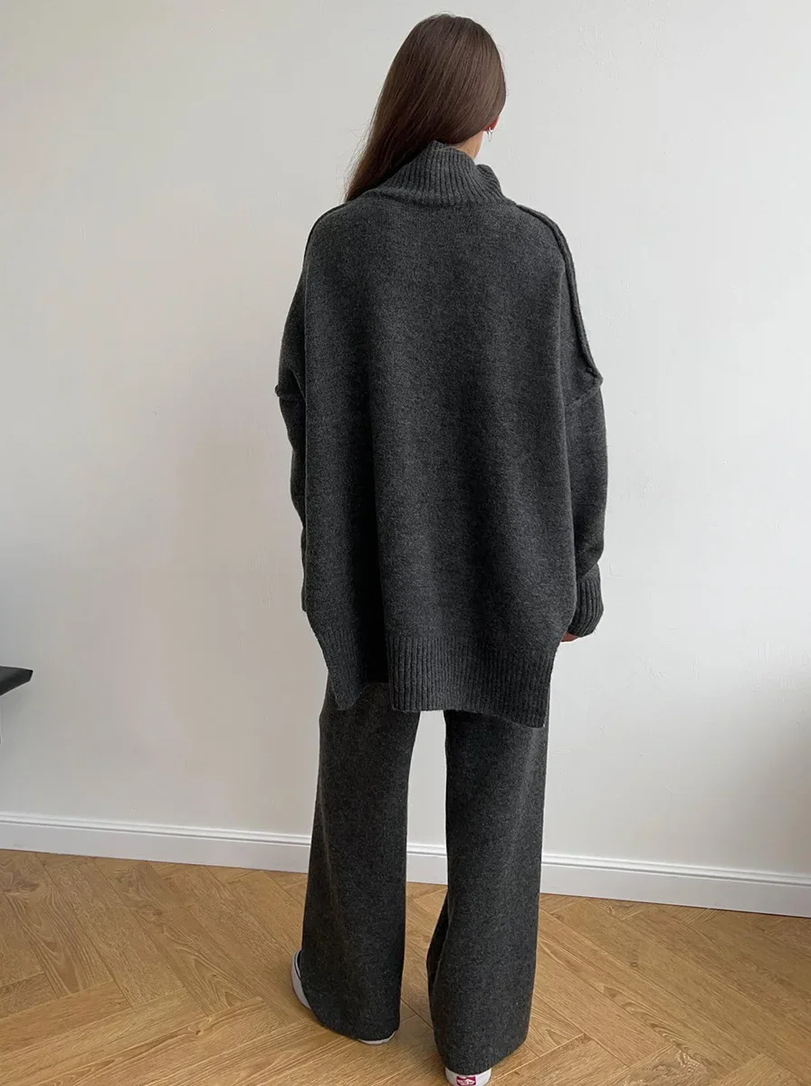 Lux Knit Set Signature Turtleneck Sweater and Wide Leg Pants Exclusive