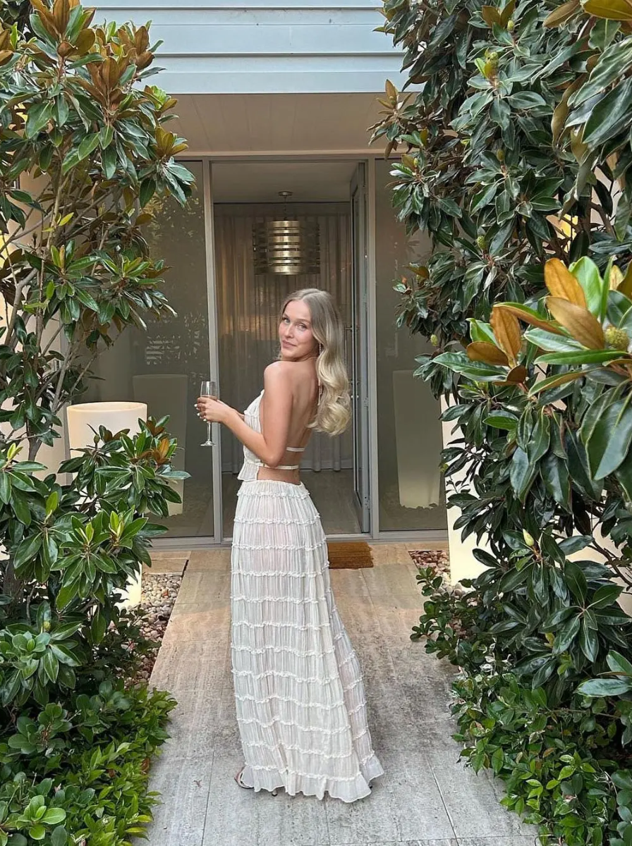 Halter Crop Top Maxi Skirt Set Bohemian Luxe Limited