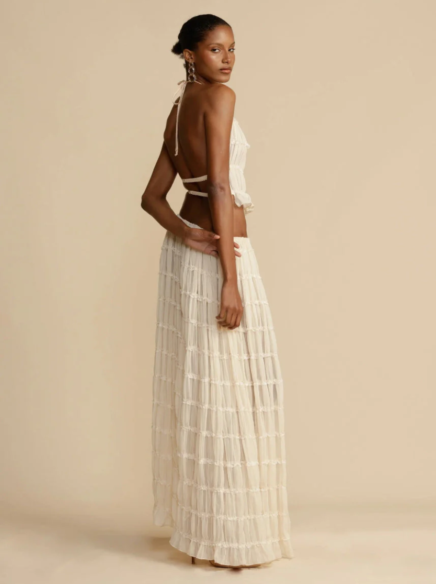 Halter Crop Top Maxi Skirt Set Bohemian Luxe Limited