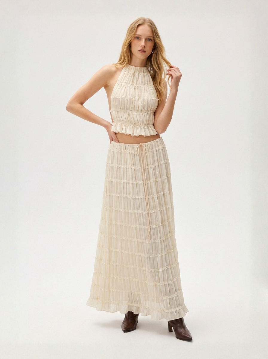 Halter Crop Top Maxi Skirt Set Bohemian Luxe Limited